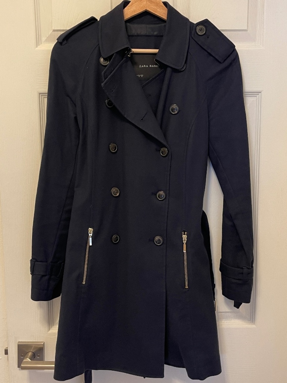 Zara Basic Navy Trench Coat Size M